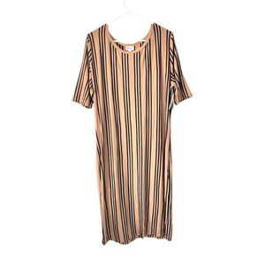 LuLaRoe Julia Tan and Black Striped Dress 3XL